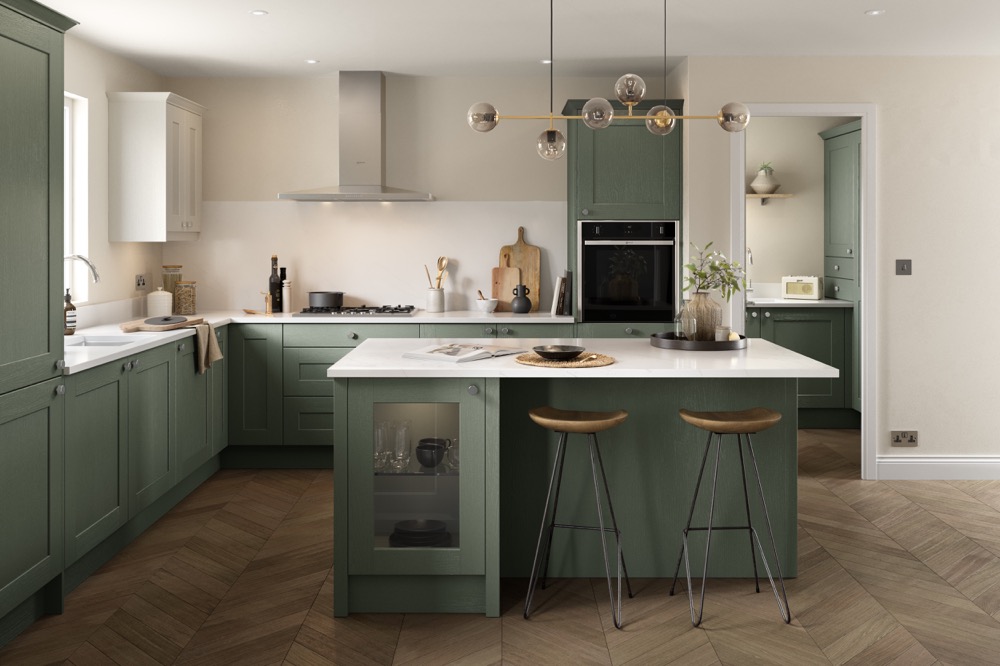 Belsay Woodgrain in Reed Green & Porcelain by PWS