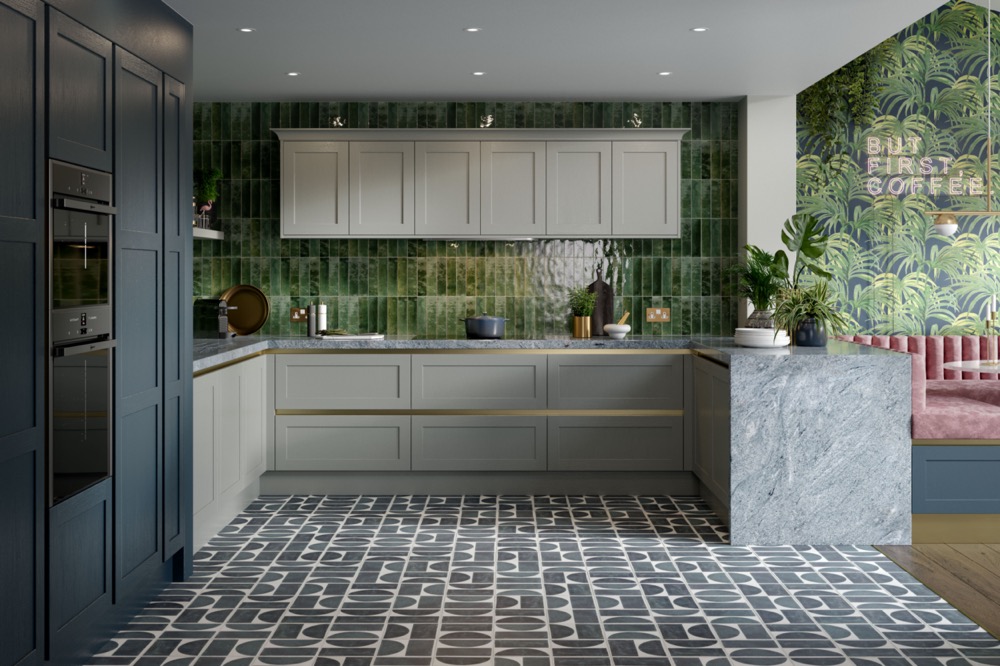 Crathorne Handleless in Dust Grey & Hartforth Blue by PWS