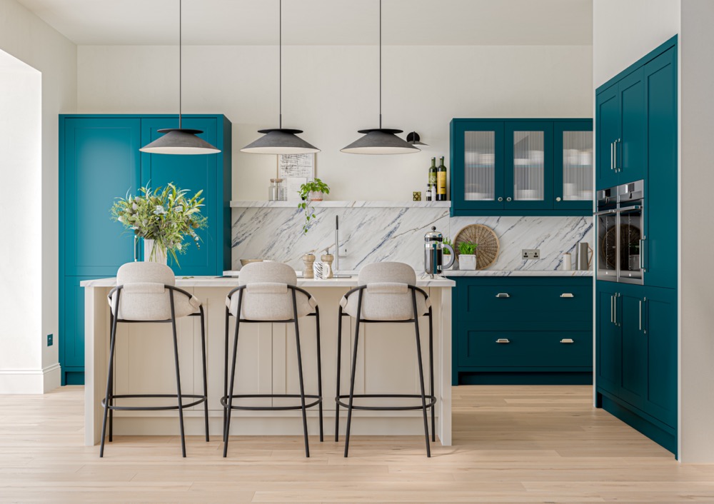 Hunton in Majestic Teal and Dove Grey by PWS