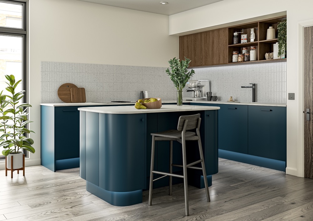 Porter in Matt Hartforth Blue & Matt Dove Grey with Unity Brown Orleans Oak by PWS