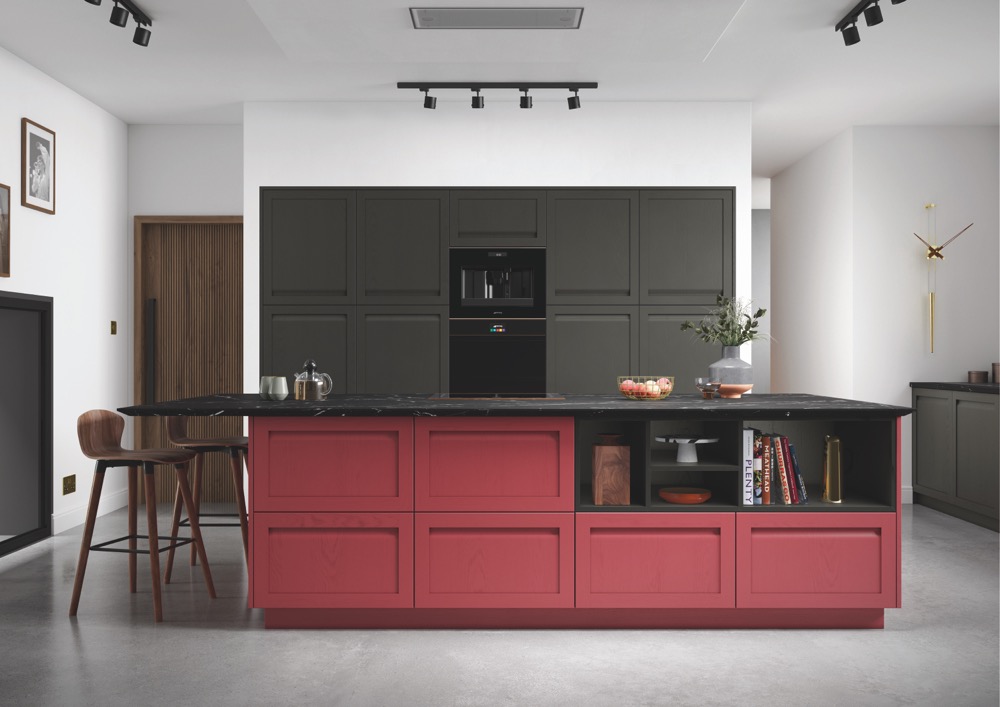 Harborne in Graphite and CMS Chicory Red by Uform