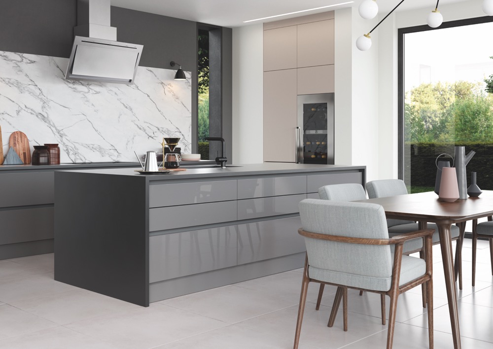 Zola Gloss in Dust Grey and Tavola Carbon by Uform